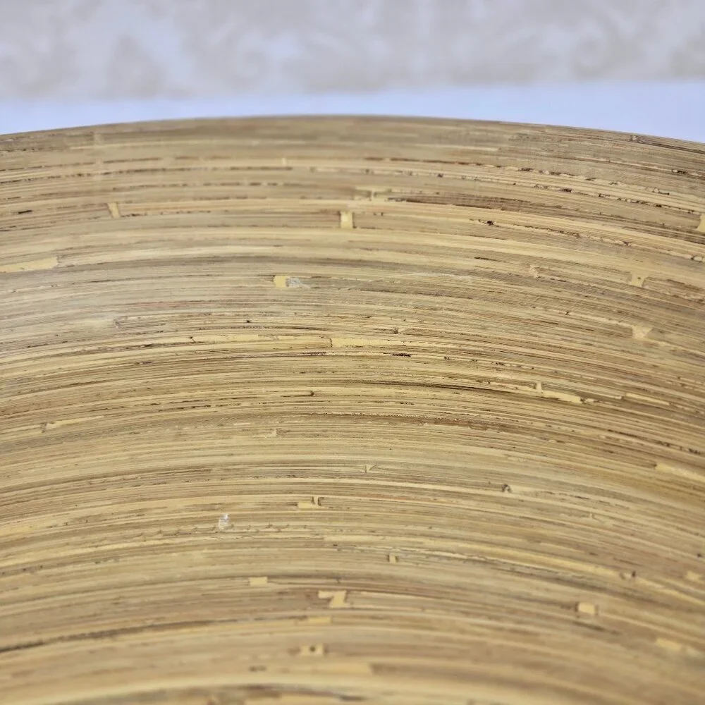 ADV Accents de Ville 100% Lacquered Bamboo Oval Tray Cutout Handles Vietnam